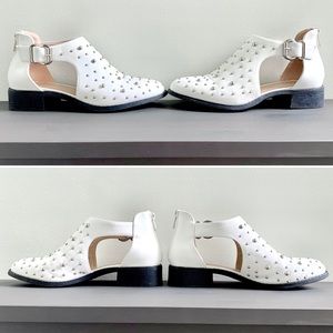 White studded booties